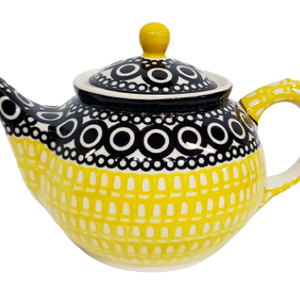 Boleslawiec Morning Teapot 900ml Yellow/Black Motif