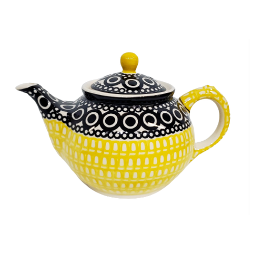 Boleslawiec Morning Teapot 900ml Yellow/Black Motif