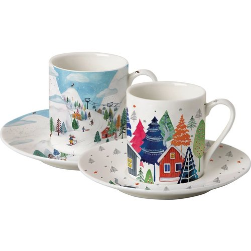 IHR Espresso Cup and Saucer WINTER JOY Set of 2 IHR Espresso Cup and Saucer WINTER JOY Set of 2