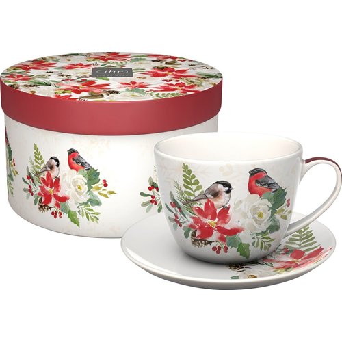 IHR BIG CUP Maisie Chickadees Cream/Red - Porcelain IHR BIG CUP Maisie Chickadees Cream/Red - Porcelain