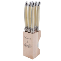 Laguiole Steak Knife Set in Block Ivory