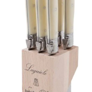 Laguiole Laguiole Steak Knife Set in Block Ivory