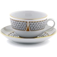 Teacup and Saucer Art Deco Grey