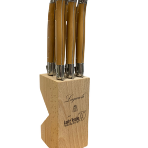 Laguiole Laguiole Steak Knife Set in Block Cappuccino
