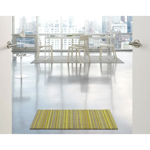 Chilewich Utility Mat Skinny Stripe Shag Citron