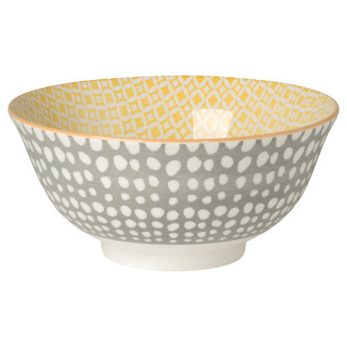 Now Designs Bowl Gray Dots Yellow 6 inches Now Designs Bowl Gray Dots Yellow 6 inches