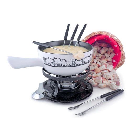 Swissmar Cheese Fondue HEIDI 9 pcs Swiss Tradition White