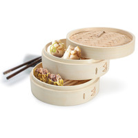 2-Tier Bamboo Steamer ZEN CUIZINE 8 ins.