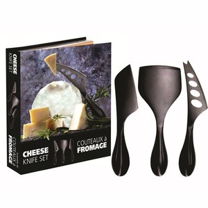 Natural Living Cheese Knife/ Set of 3 -Stainless/Black Matte Finish