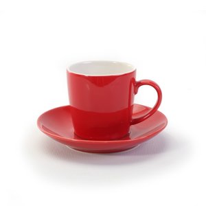 BIA 2-Tone Espresso Cup and Saucer RED and WHITE