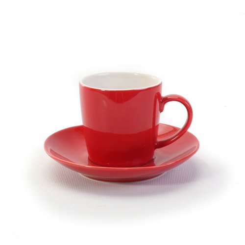 BIA 2-Tone Espresso Cup and Saucer RED and WHITE BIA 2-Tone Espresso Cup and Saucer RED and WHITE