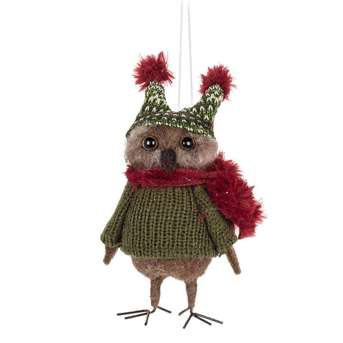 Abbott Tall Owl with Winter Hat Ornament 6 ins.