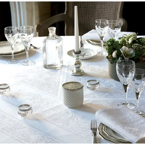 Garnier Thiebaut Tablecloth Alexandrine Snow 69 x 120 ins Green Sweet