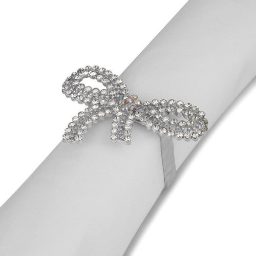 BRILLIANT Napkin Ring Bowtie Silver Set of 4