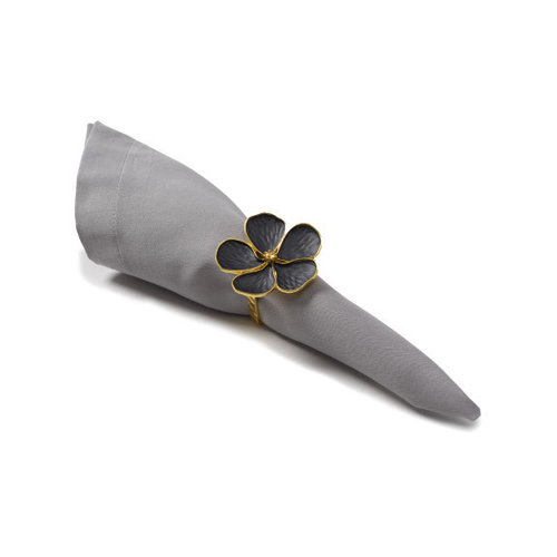 BRILLIANT Napkin Ring Black Daisy Set of 4