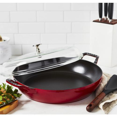 Staub Braiser with Glass Lid 3.5 qt Staub Cherry