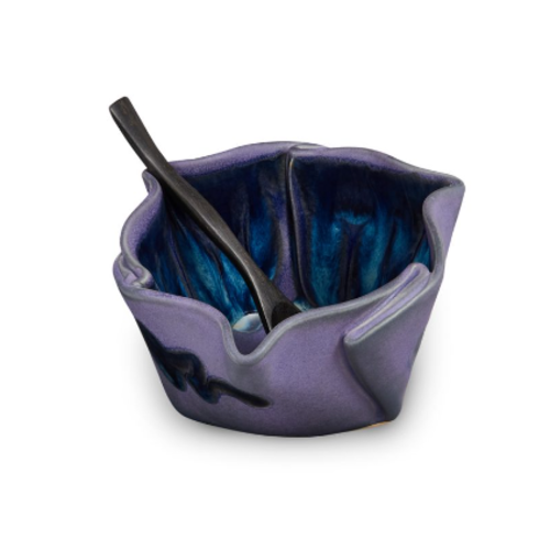 Hilborn Pottery Multi-Purpose Dish with Rosewood Spoon PERIWINKLE BLUE Hilborn Pottery Multi-Purpose Dish with Rosewood Spoon PERIWINKLE BLUE