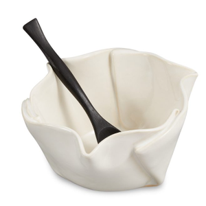 Hilborn Pottery Multi-Purpose Dish with Rosewood Spoon WHITE