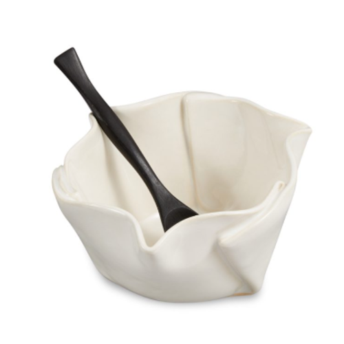 Hilborn Pottery Multi-Purpose Dish with Rosewood Spoon WHITE