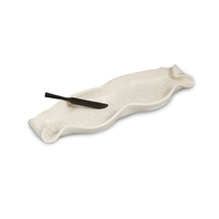 Baguette Tray with Rosewood Knife White