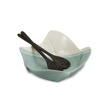 Square Bowl with Small Palm Servers Robins Egg