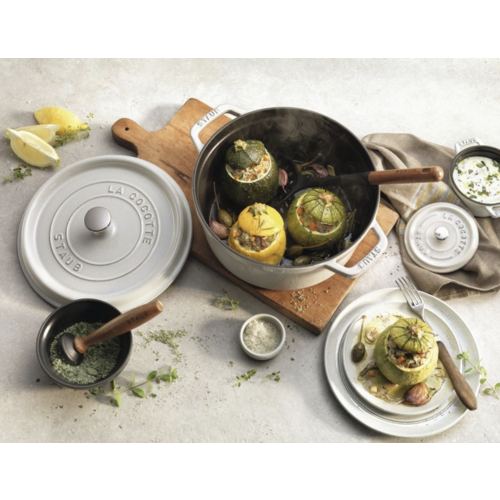 Staub High Round Cocotte White Truffle 5qt Staub