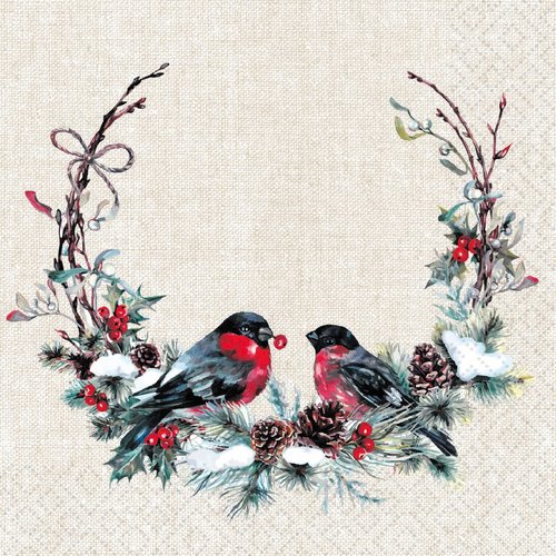 OCD Napkin Cocktail Paper BIRDS IN WREATH OCD Napkin Cocktail Paper BIRDS IN WREATH
