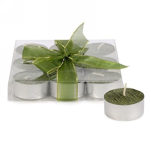 Glitter Green Tealights 9 pcs Glitter Green Tealights 9 pcs