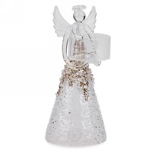 Glitter Glass Angel Tealight Holder 6 inch