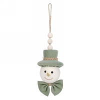 Green Hat & Bow Snowman Ornament