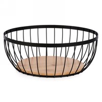 Round Metal & Wood Basket Large