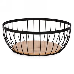 Round Metal & Wood Basket Large