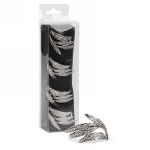 Napkin Ring Silver Foliage Set of 4