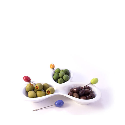 GIFT ESSENTIALS Olive Trio Set Serving Bowls with Picks GIFT ESSENTIALS Olive Trio Set Serving Bowls with Picks