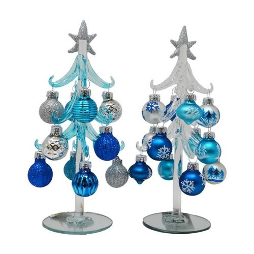 GIFT ESSENTIALS Blue & Silver Glass Tree 8 inch Assorted GIFT ESSENTIALS Blue & Silver Glass Tree 8 inch Assorted