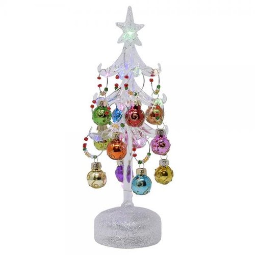 GIFT ESSENTIALS Clear Glass LED Tree with Wine Charm Ornaments 10 ins. GIFT ESSENTIALS Clear Glass LED Tree with Wine Charm Ornaments 10 ins.