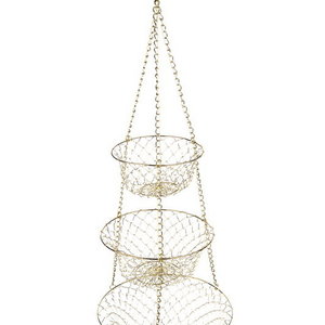 Fox Run Wire Hanging Basket Gold Tone
