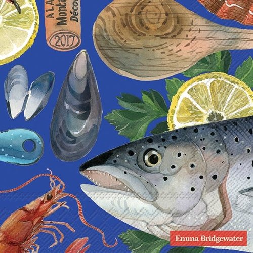 IHR Napkin Lunch Paper FISH SUPPER Blue