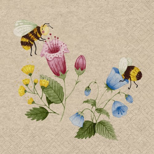 OCD Napkin Lunch Paper BEE FLOWERFUL - NATURALS OCD Napkin Lunch Paper BEE FLOWERFUL - NATURALS