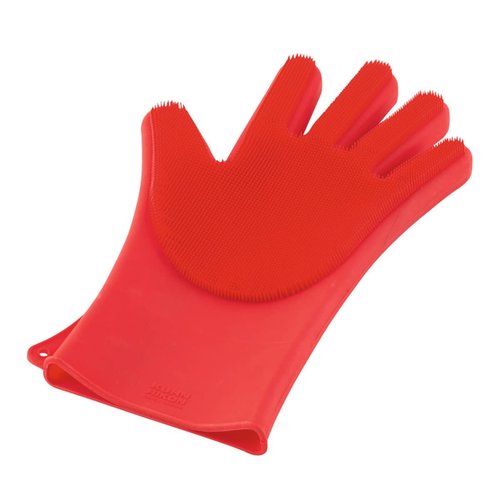 Kuhn Rikon Silicone Stay Clean Scrubber Glove RED
