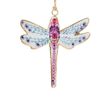 Abbott Small Dragonfly Ornament Pink/Blue 4 ins. Wide