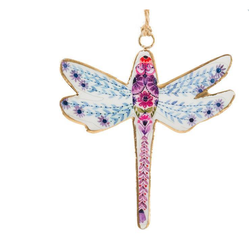 Abbott Small Dragonfly Ornament Pink/Blue 4 ins. Wide