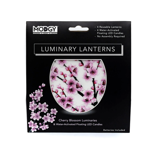 MODGY Luminary Lantern Cherry Blossom & Water Activated LED Candles 4 Each MODGY Luminary Lantern Cherry Blossom & Water Activated LED Candles 4 Each