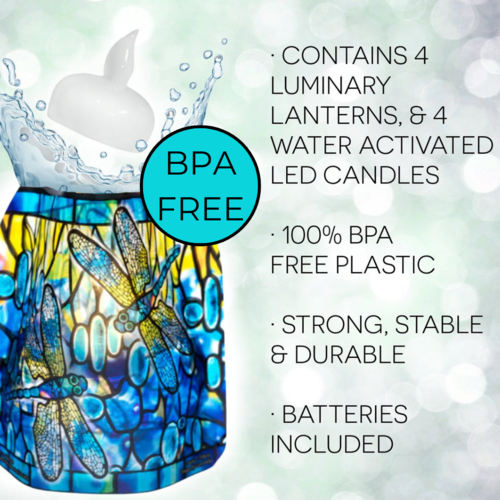 MODGY Luminary Lantern Dragonfly & Water Activated LED Candles 4 Each MODGY Luminary Lantern Dragonfly & Water Activated LED Candles 4 Each