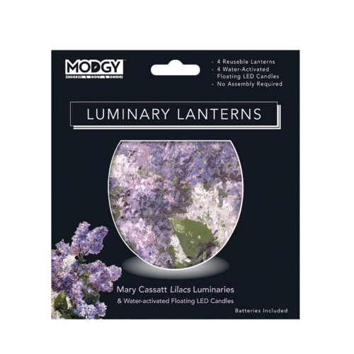 MODGY Luminary Lantern Lilacs & Water Activated LED Candles 4 Each