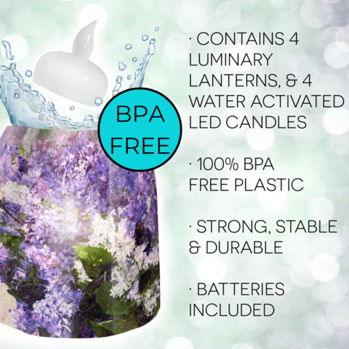 MODGY Luminary Lantern Lilacs & Water Activated LED Candles 4 Each