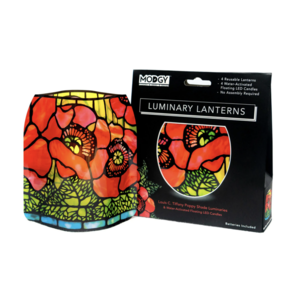 MODGY Luminary Lantern Poppies & Water Activated LED Candles 4 Each