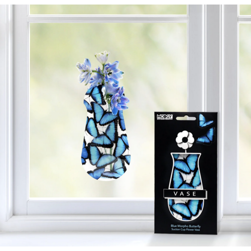 MODGY Suction Cup Vase Blue Morpho Butterfly MODGY Suction Cup Vase Blue Morpho Butterfly