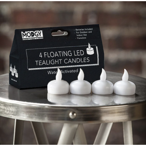 MODGY Water Activated LED Floating Candles 4 Pack White Light