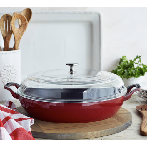 Staub Braiser with Glass Lid 3.5 qt Staub Cherry